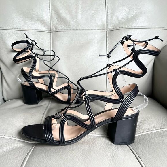 Gianvito Rossi Italian Leather Hydra Sandals Sz 41.5 US 10 Gladiator Black - Picture 2 of 12